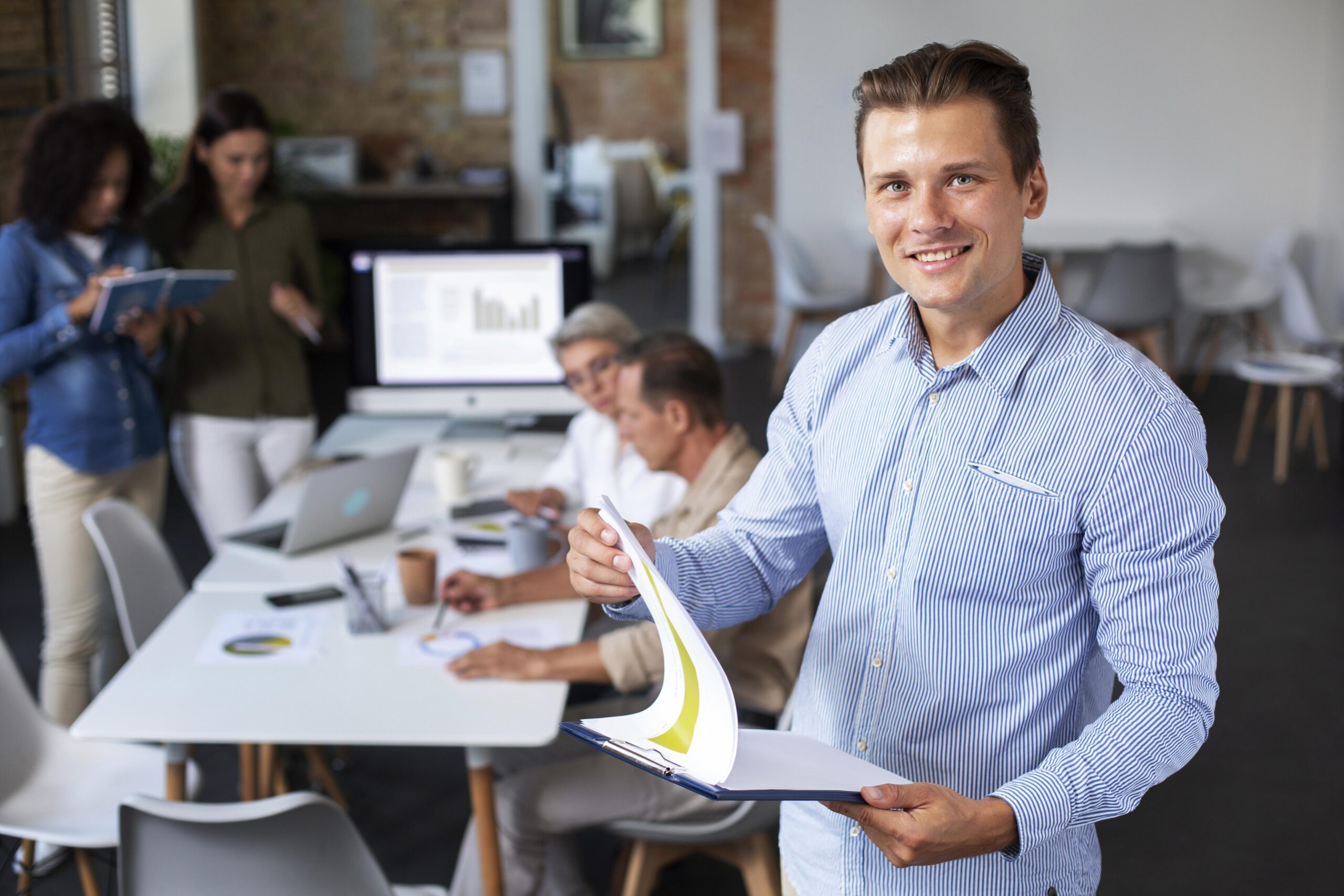 close-up-smiling-person-conference-room